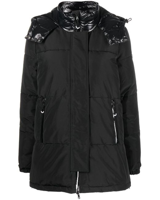 Ea7 contrast-panel hooded padded jacket