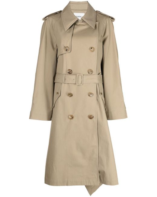 Goen.J double-breasted two-tone trench coat