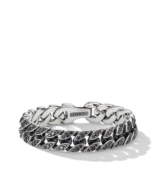 David Yurman Sterling curb chain diamond bracelet