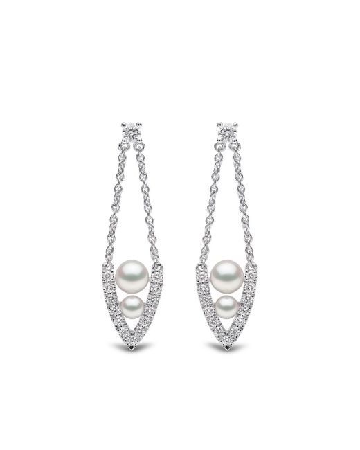 Yoko London 18kt white gold diamond pearl Sleek earrings