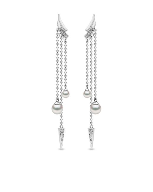 Yoko London 18kt white gold Trend diamond pearl drop earrings