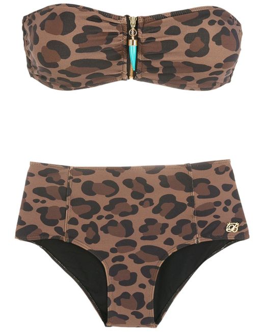 Brigitte leopard-print bandeau bikini set