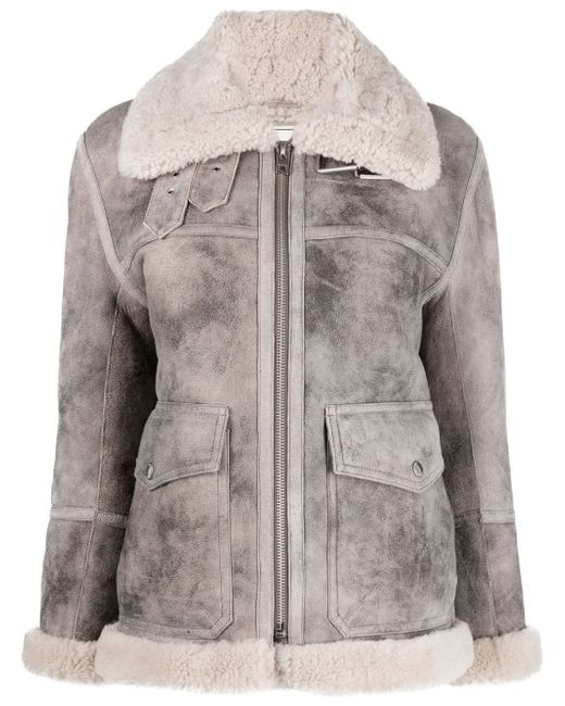Zadig & Voltaire shearling-collar zipped jacket