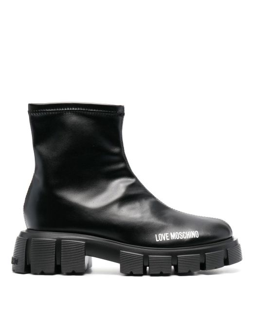 Love Moschino 50mm logo-print studded sole boots