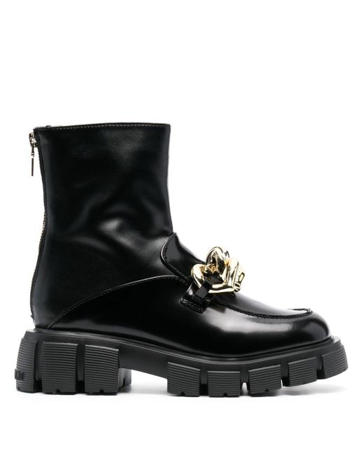 Love Moschino chain-embellished leather boots