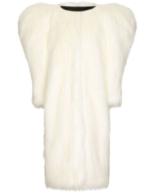 Dolce & Gabbana butterfly shoulder faux fur coat