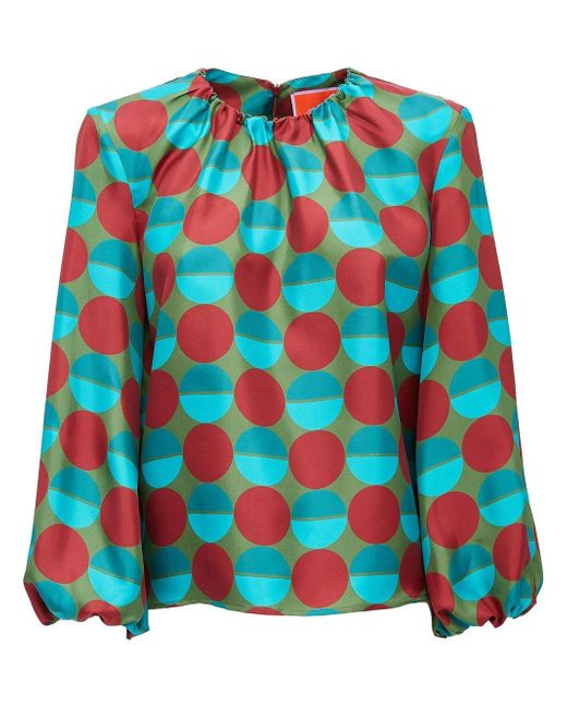 La Double J. Charming graphic-print silk blouse