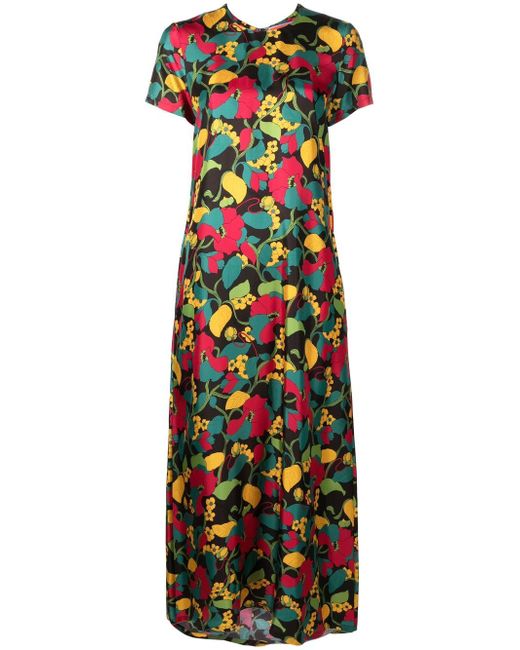 La Double J. Swing floral-print silk midi dress