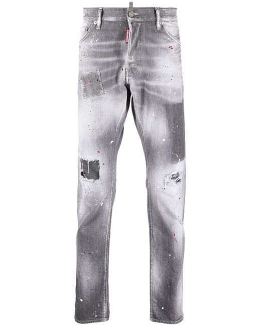 Dsquared2 paint-splatter detail slim jeans