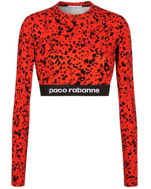 Paco Rabanne sports long-sleeve cropped top