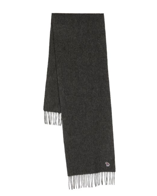 Paul Smith Zebra-patch fringed wool scarf