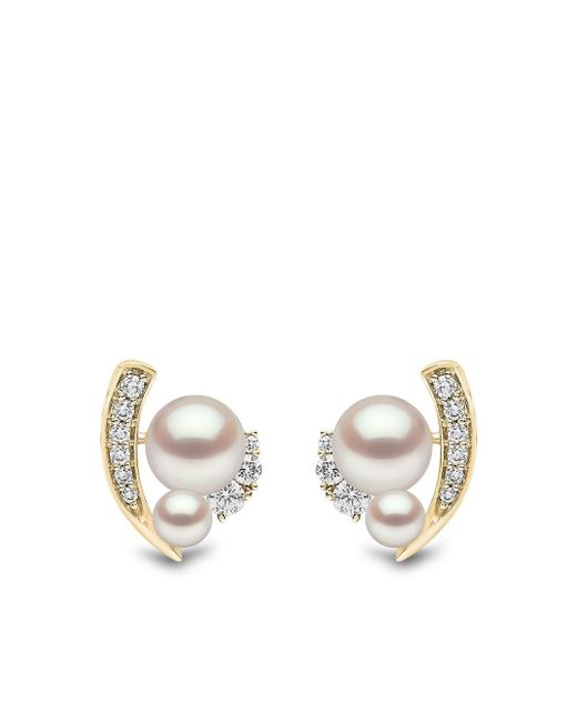 Yoko London 18kt yellow Trend freshwater pearl and diamond earrings
