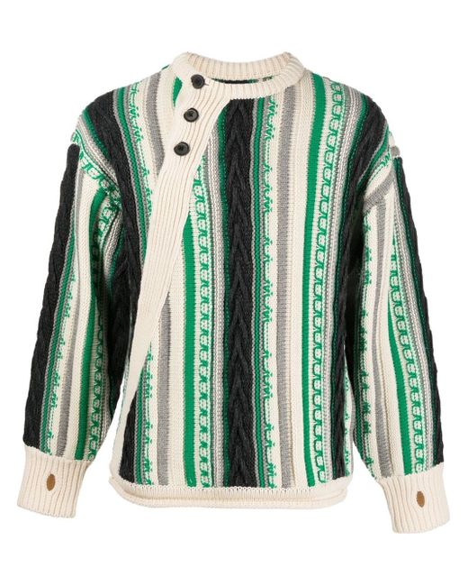 Ader Error Frema striped-knit buttoned jumper
