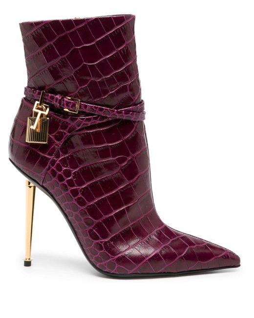 Tom Ford Padlock crocodile-embossed ankle boots
