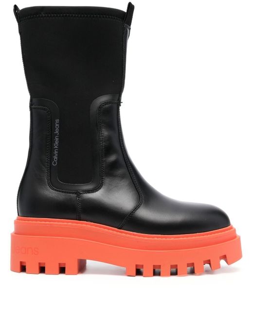 Calvin Klein flatform leather Chelsea boots