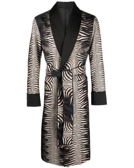 Roberto Cavalli zebra-print tie-front coat