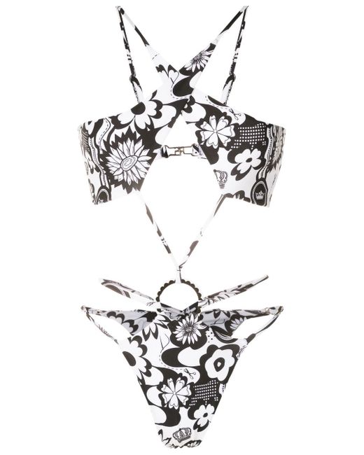 Amir Slama floral-print crossover swimsuit
