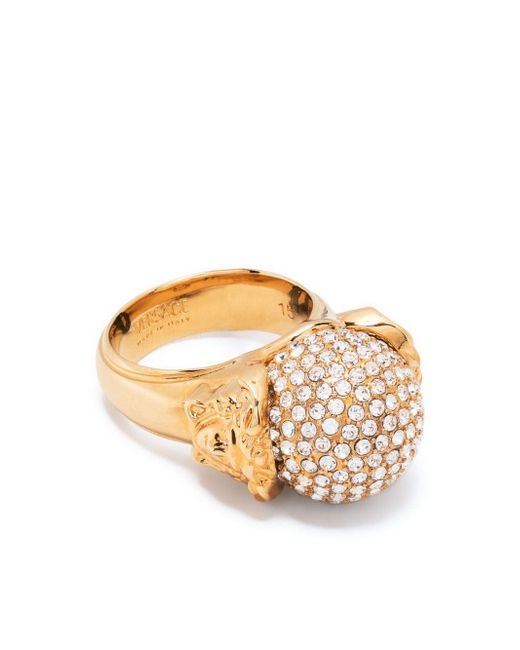 Versace crystal-embellished ring