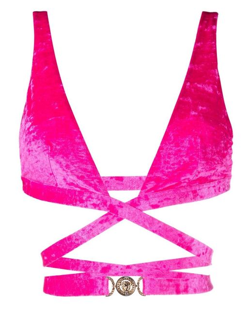 Versace Medusa plaque triangle bikini top