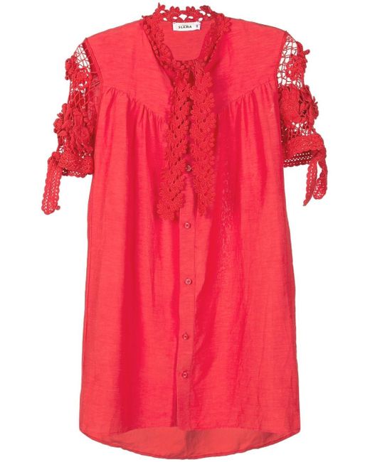 Amir Slama floral-lace detail shirt dress