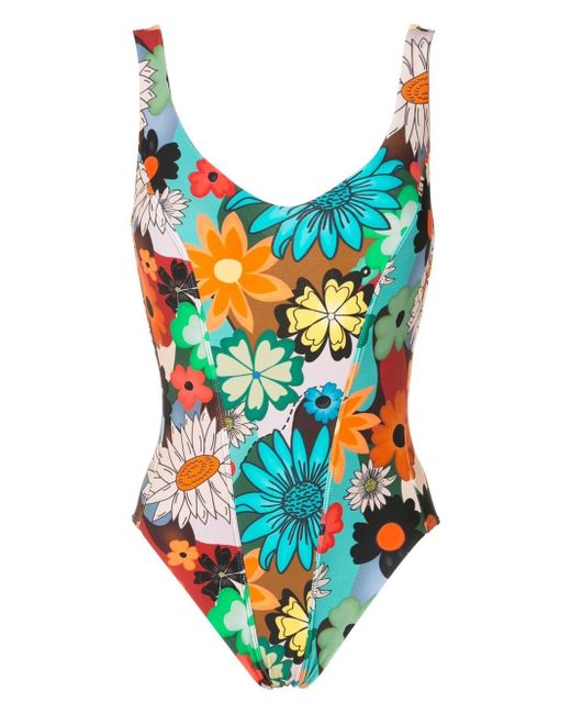 Amir Slama floral-print open back swimsuit