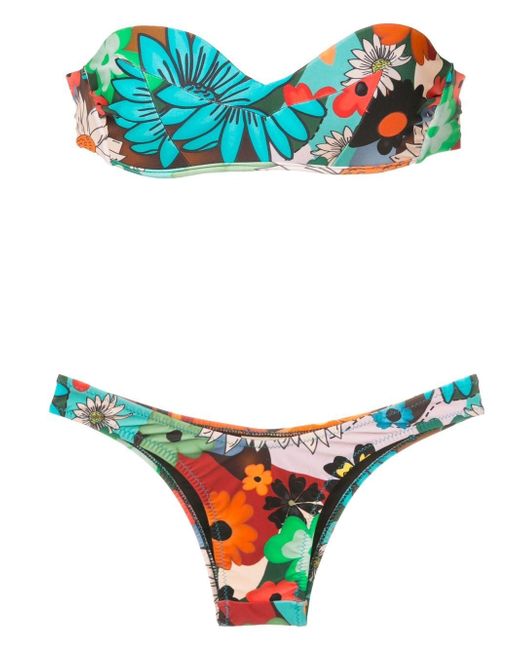Amir Slama floral-print bandeau bikini