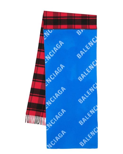 Balenciaga logo-print check scarf
