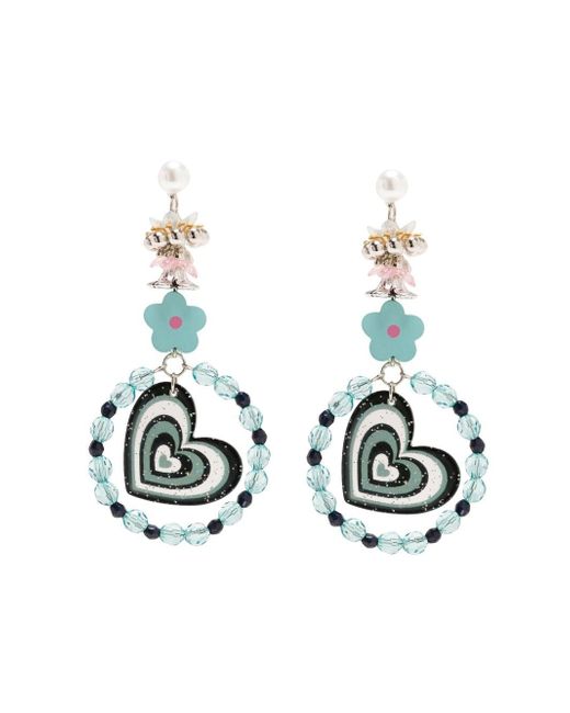 Amir Slama heart-embellished drop earrings