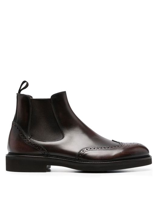 Canali brogue-detail leather Chelsea boots