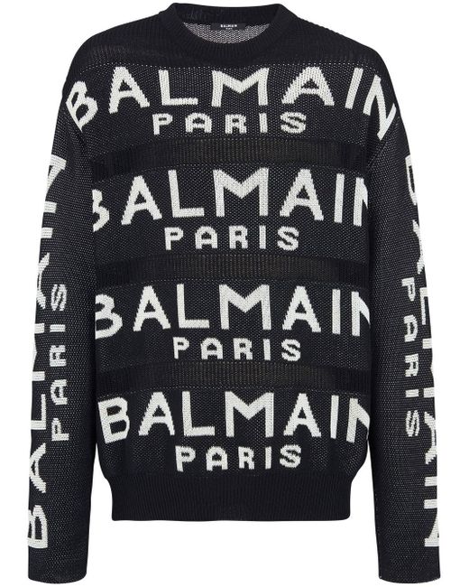 Balmain logo-intarsia knitted jumper