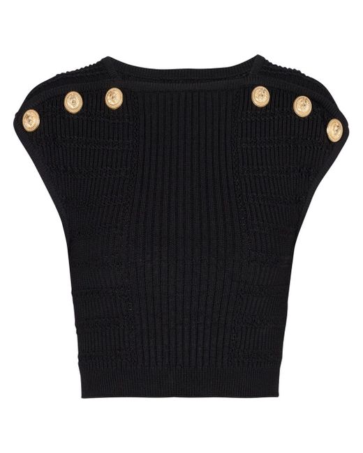 Balmain button-detail knitted top