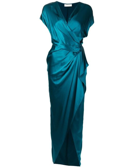 Michelle Mason wrap drape-detail gown