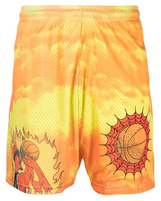 market graphic-print mesh shorts