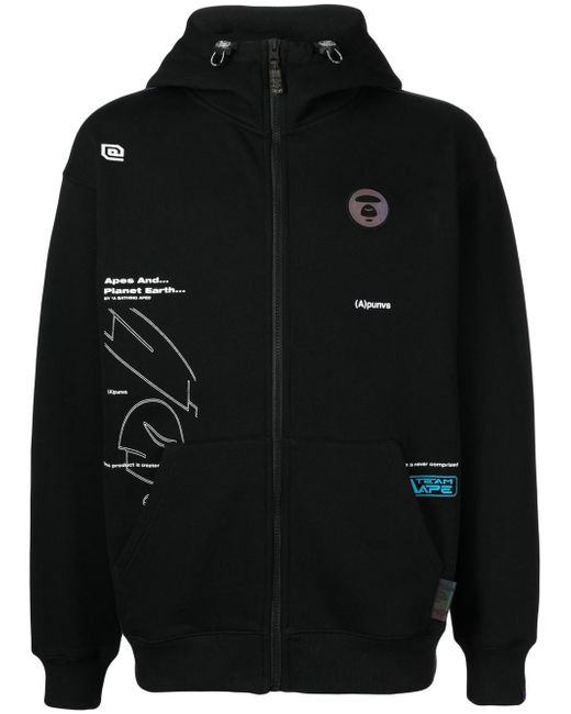 Aape By *A Bathing Ape® graphic logo-patch zip-up hoodie