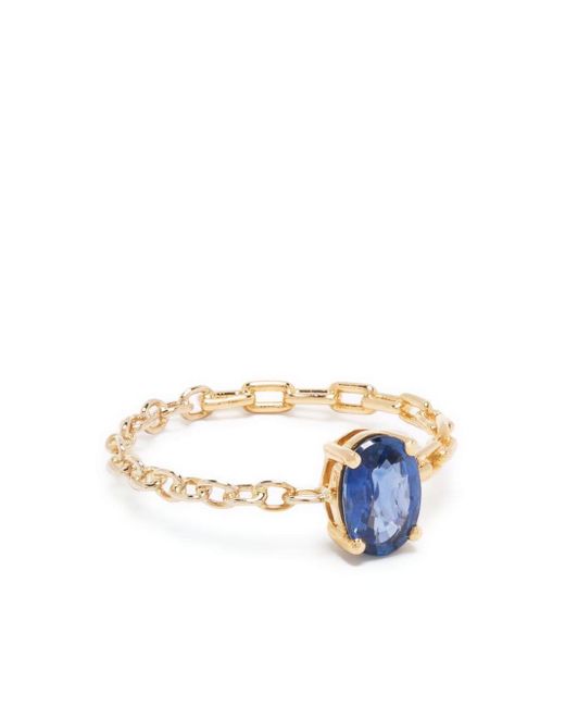 Yvonne Léon 18kt yellow gold chain-link sapphire solitaire ring