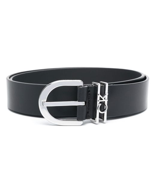 Calvin Klein logo-lettering leather belt