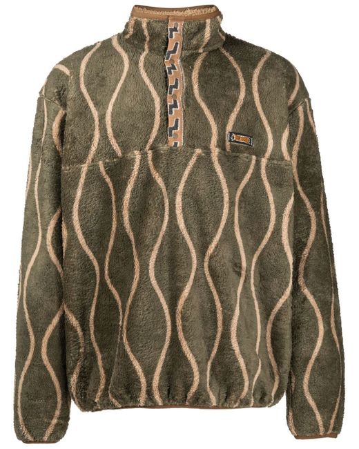 Kapital Drunk-Stripe half-zip fleece sweatshirt