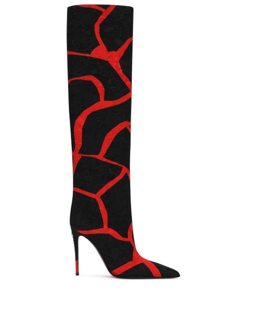 Dolce & Gabbana abstract-print knee-length boots