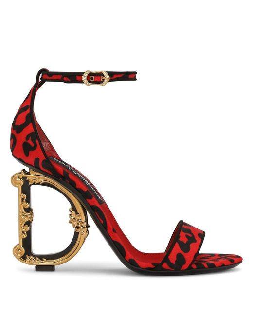 Dolce & Gabbana logo-detail leopard-print sandals