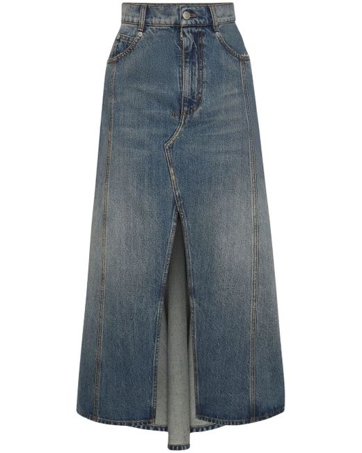 Alexander McQueen slit-detail denim skirt