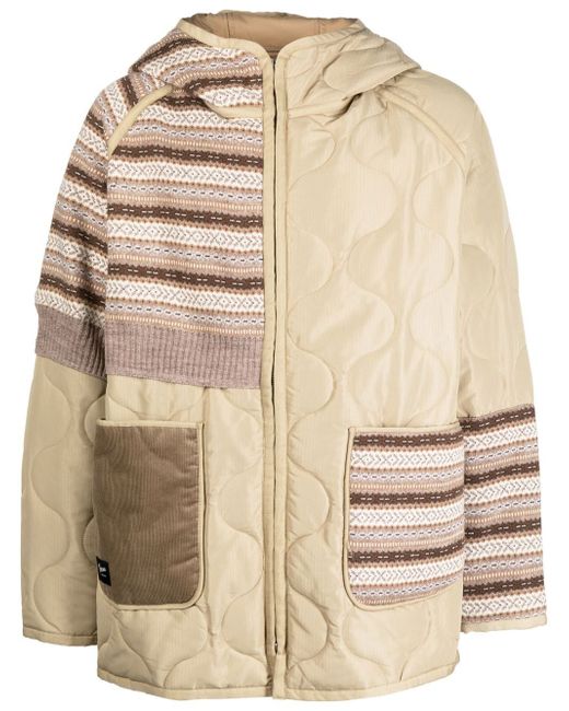 Five Cm hooded panelled quilted jacket