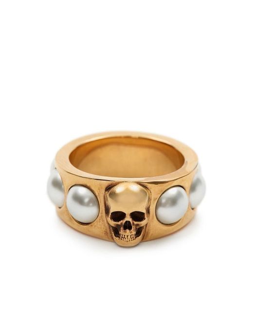 Alexander McQueen pearl skull-embellished ring