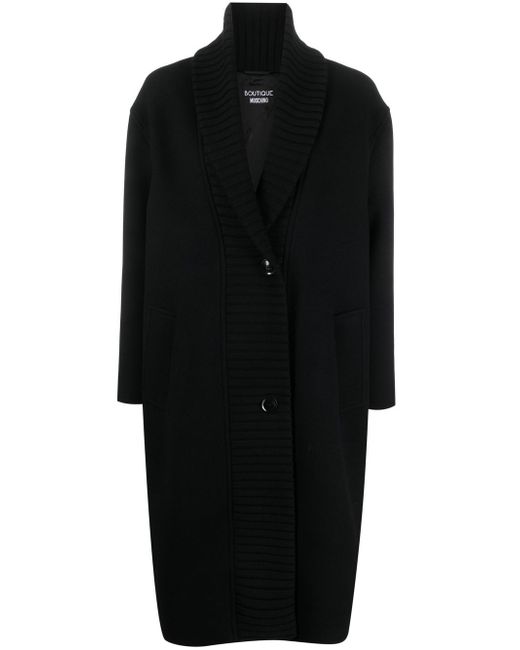 Love Moschino ribbed-trim single-breasted coat