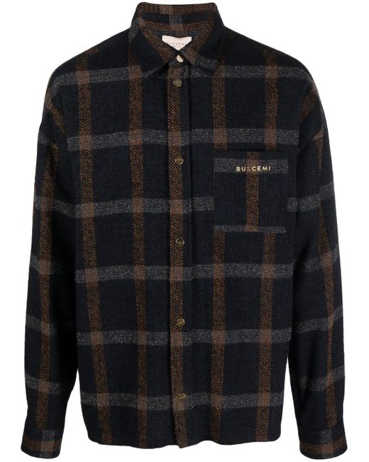 Buscemi check-print wool-blend shirt