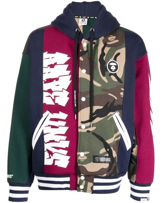 Aape By *A Bathing Ape® panelled button-up hoodie