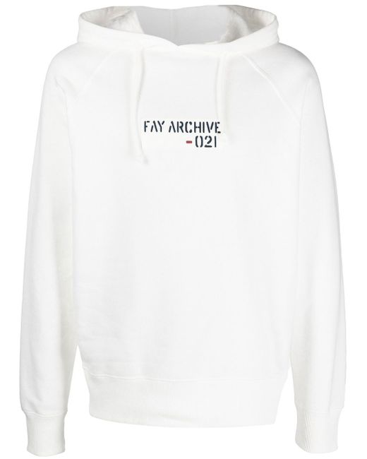 Fay logo-print cotton hoodie