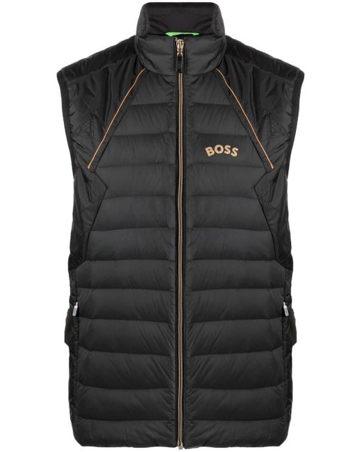 Boss logo-print quilted jacket