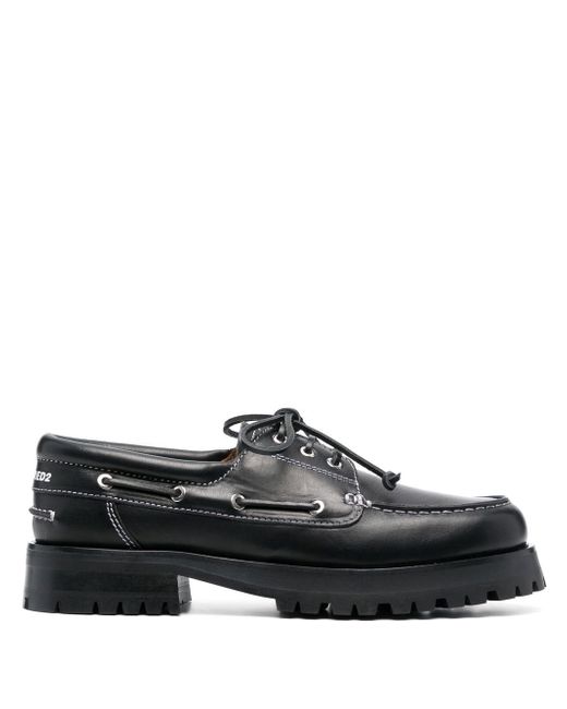 Dsquared2 laced leather boat shoes
