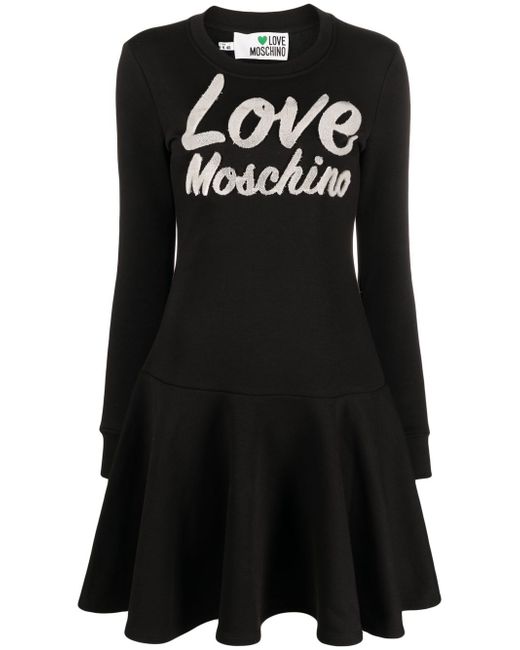 Love Moschino logo-print flared dress