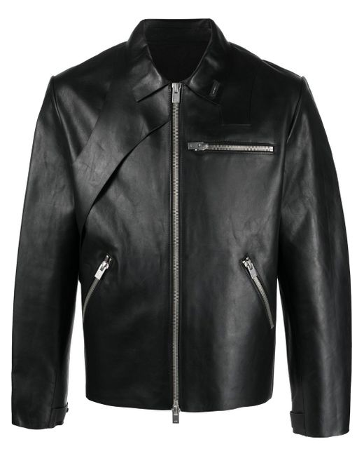 Heliot Emil panelled zipped leather jacket